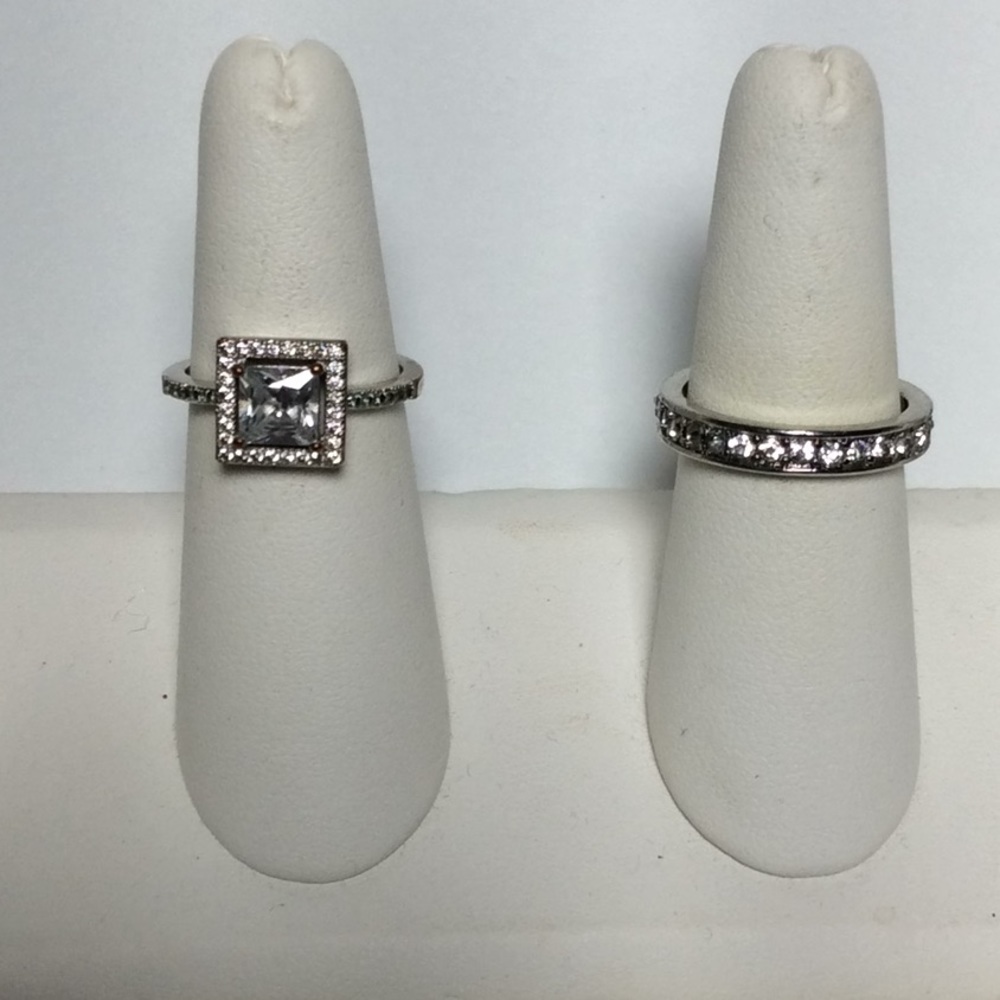 Silver & Rhinestone Ring Duo